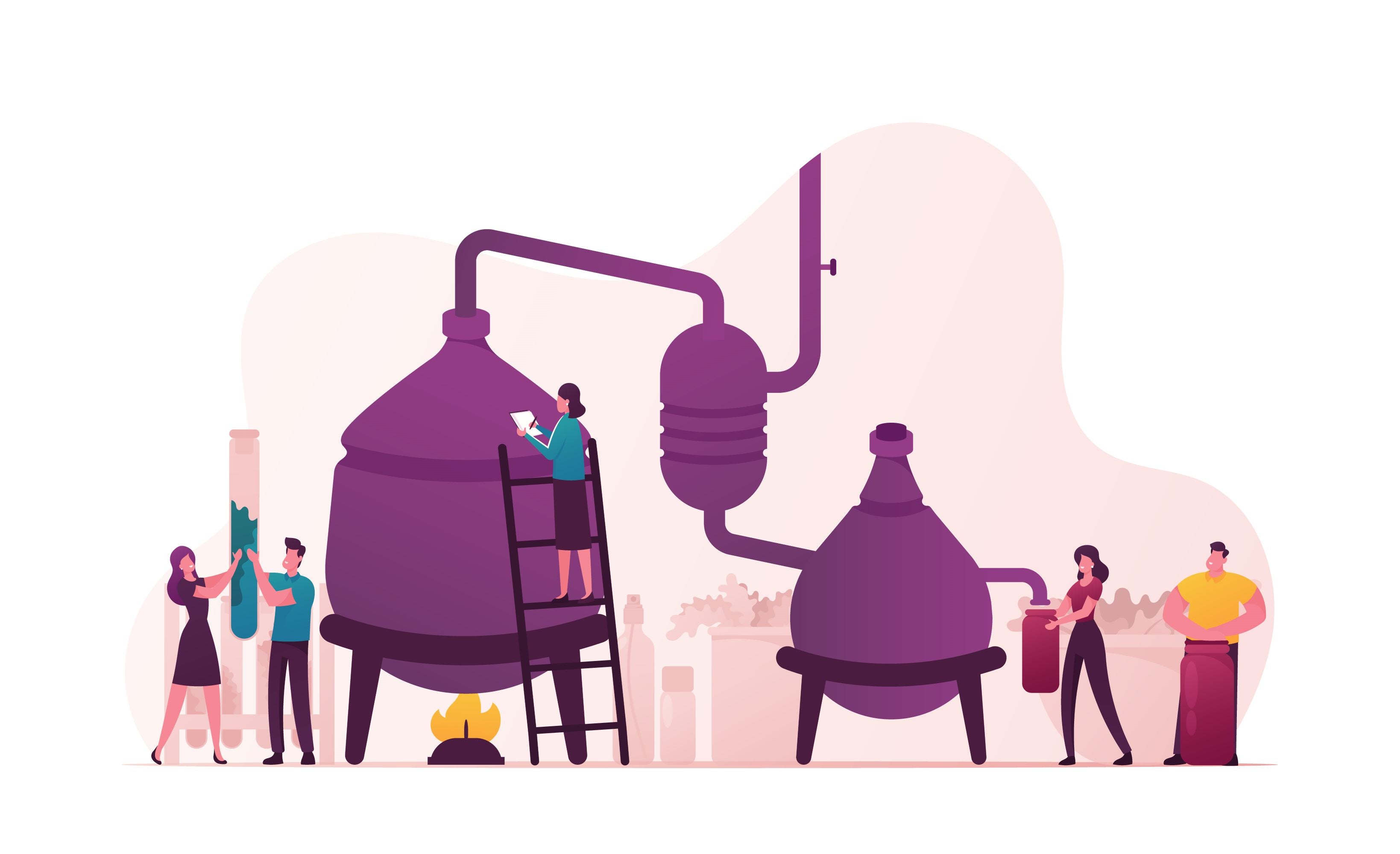 Eine Illustration von einem Destillierungsprozess